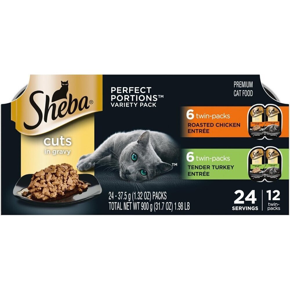 Wet Cat Food Cuts in Gravy, Roasted Chicken & Turkey, 12-Pack